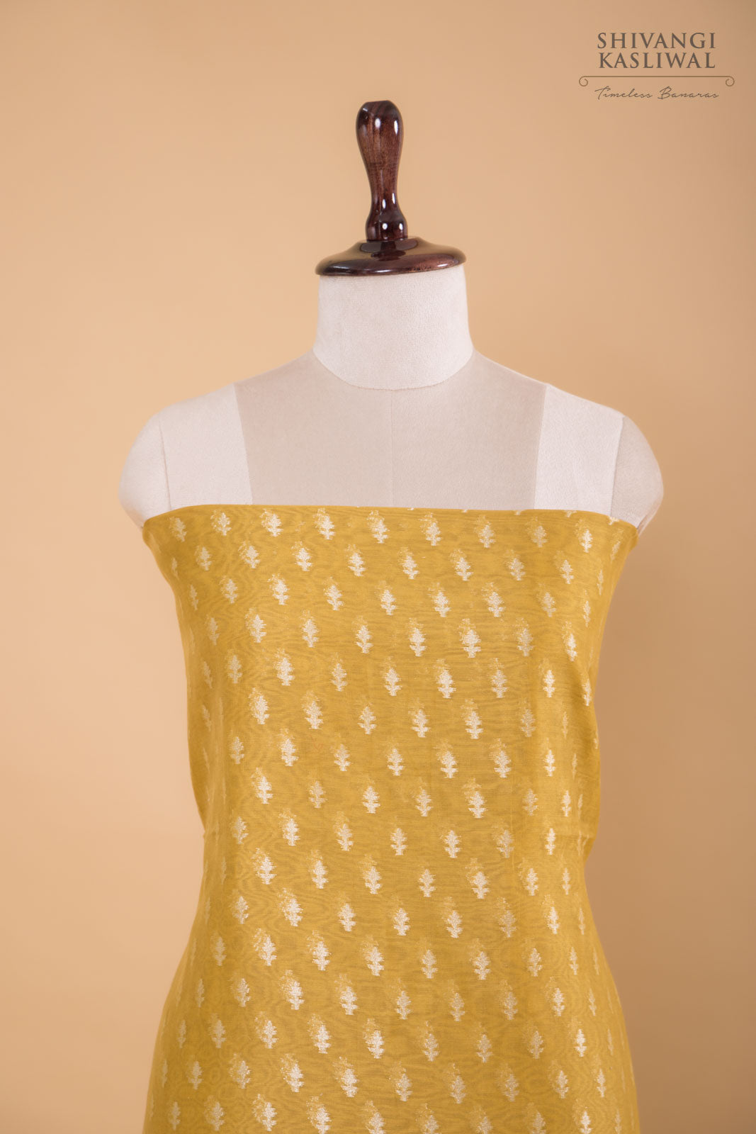 Mustard Yellow Handwoven Banarasi Chanderi Suit Piece