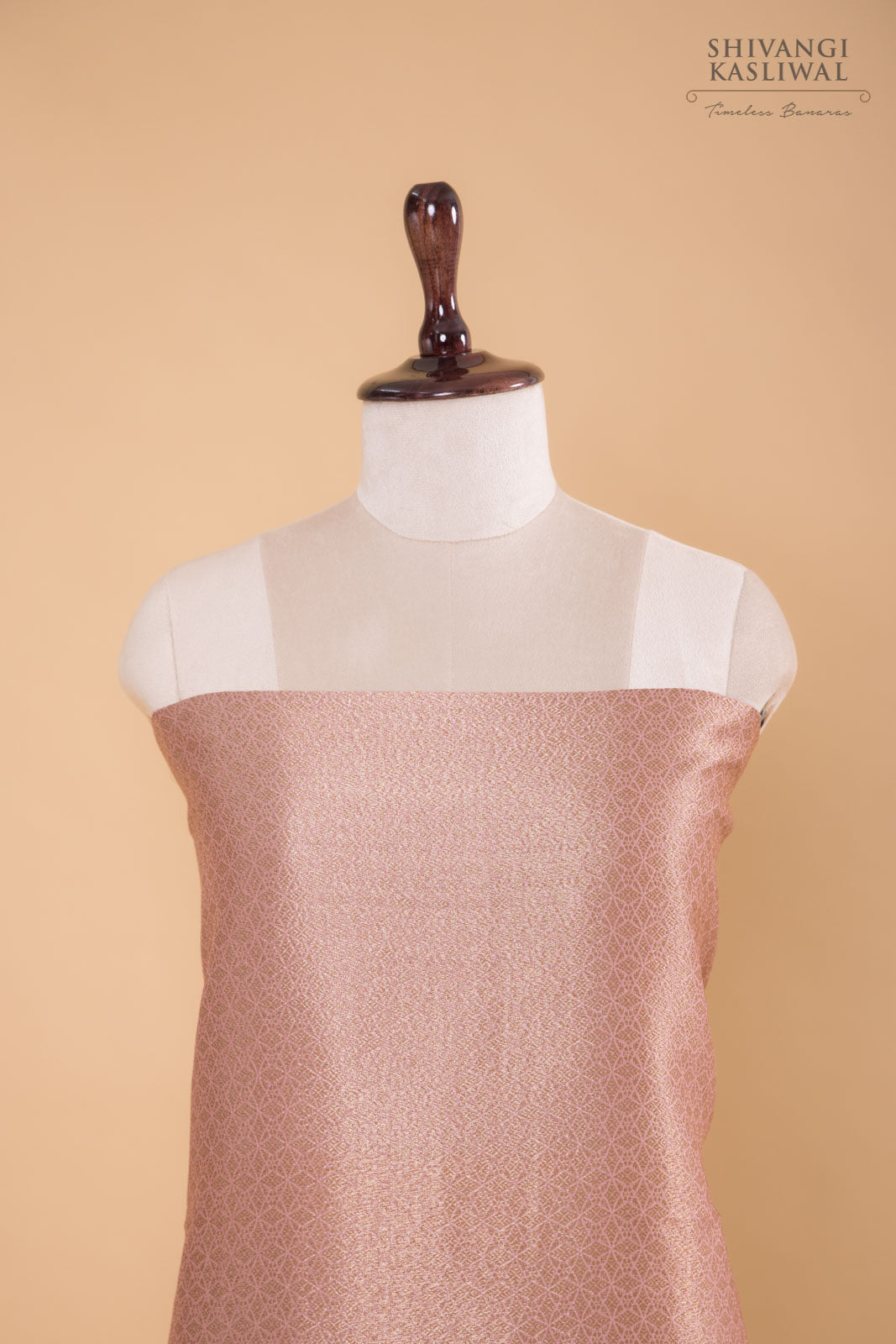 Baby Pink Handwoven Banarasi Chanderi Suit Piece