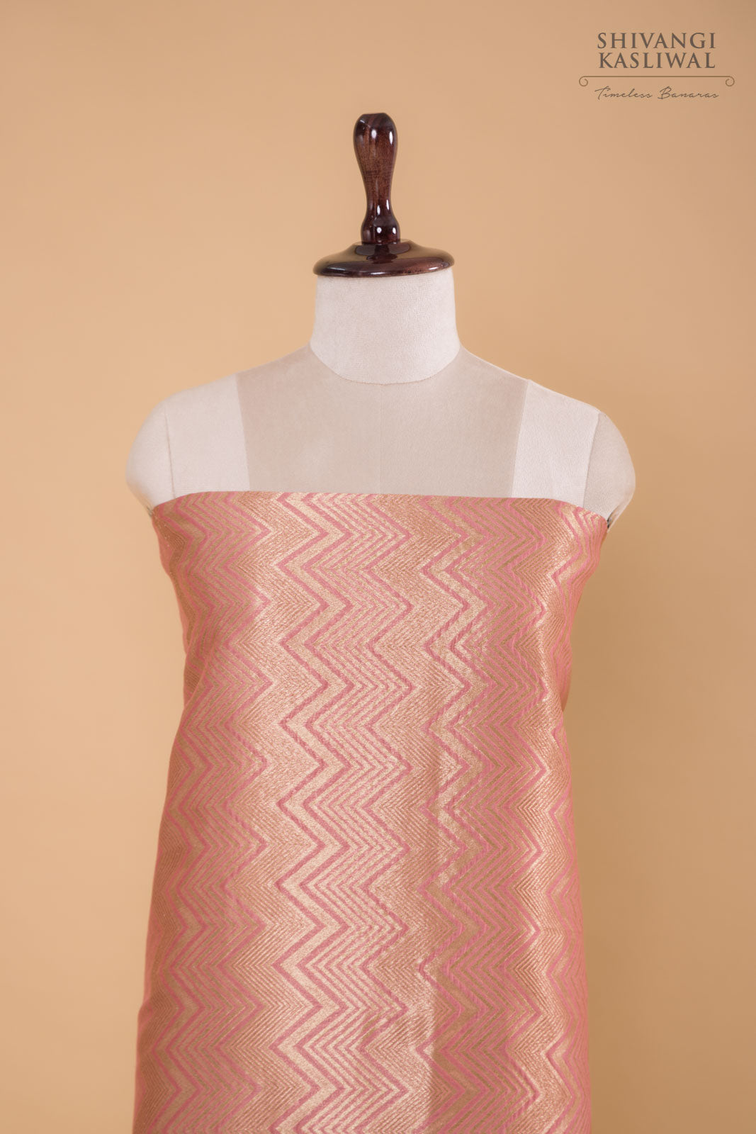 Pink Handwoven Banarasi Chanderi Suit Piece