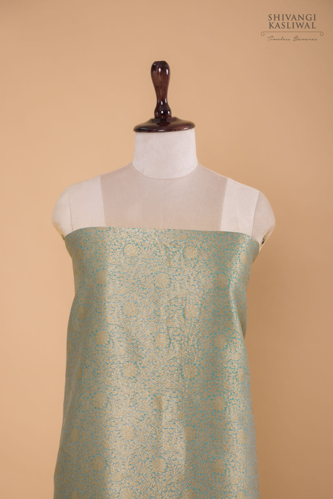 Blue Handwoven Banarasi Chanderi Suit Piece