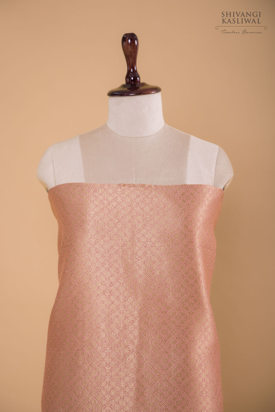 Pink Handwoven Banarasi Chanderi Suit Piece