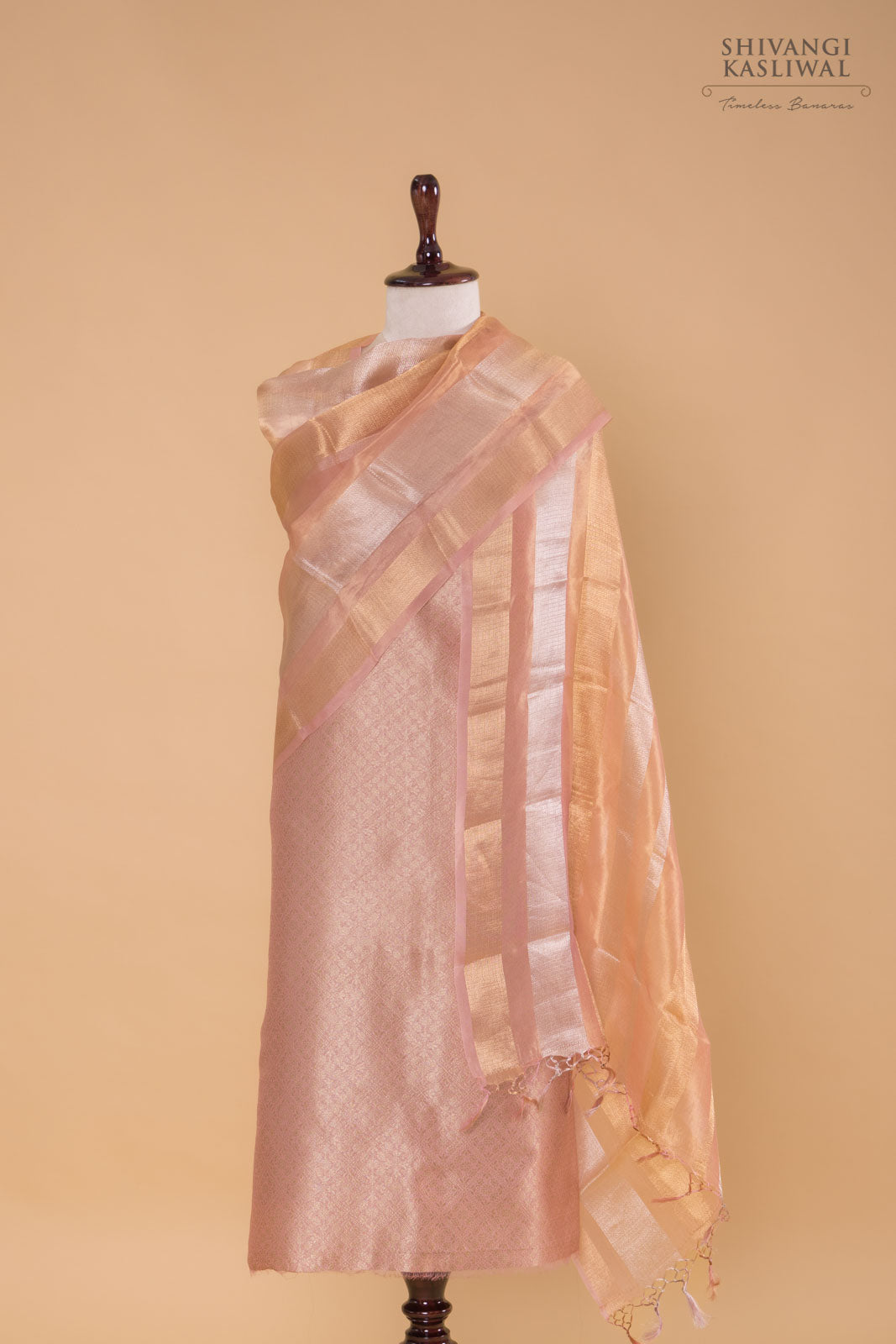 Pink Handwoven Banarasi Chanderi Suit Piece
