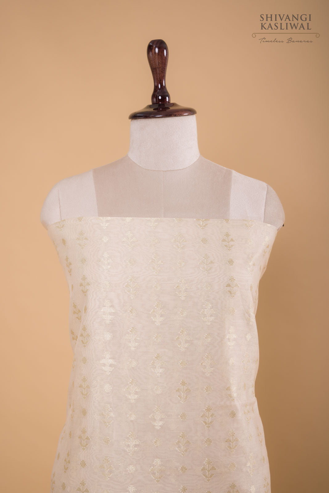 Off-White Handwoven Banarasi Chanderi Suit Piece