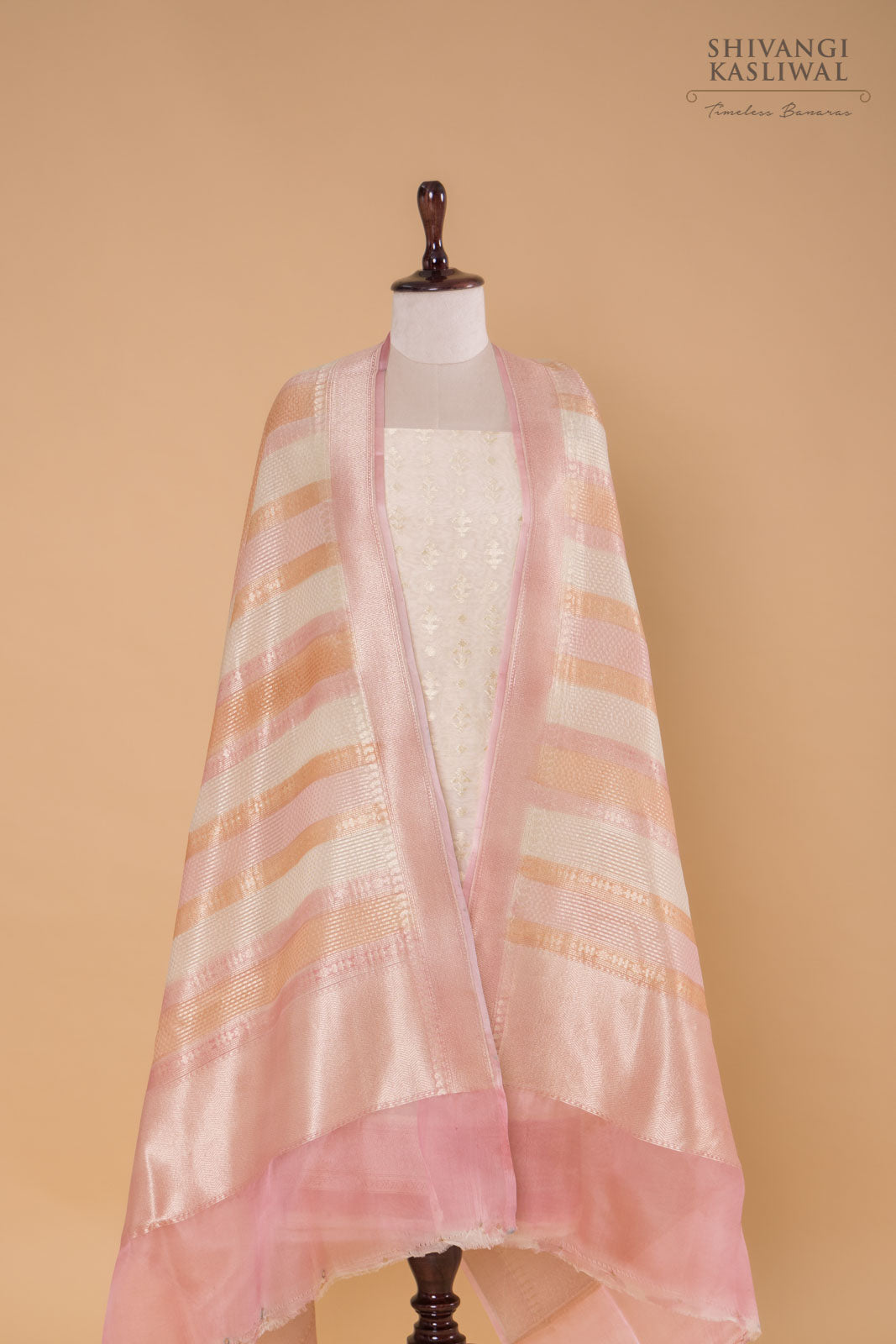 Off-White Handwoven Banarasi Chanderi Suit Piece