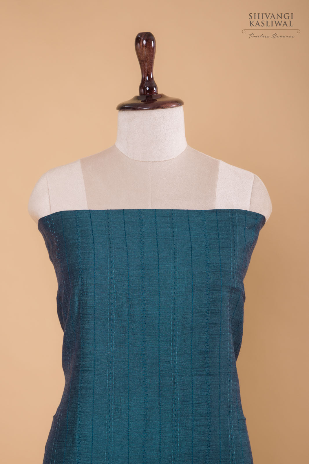 Peacock Blue Banarasi Moonga Silk Suit Piece