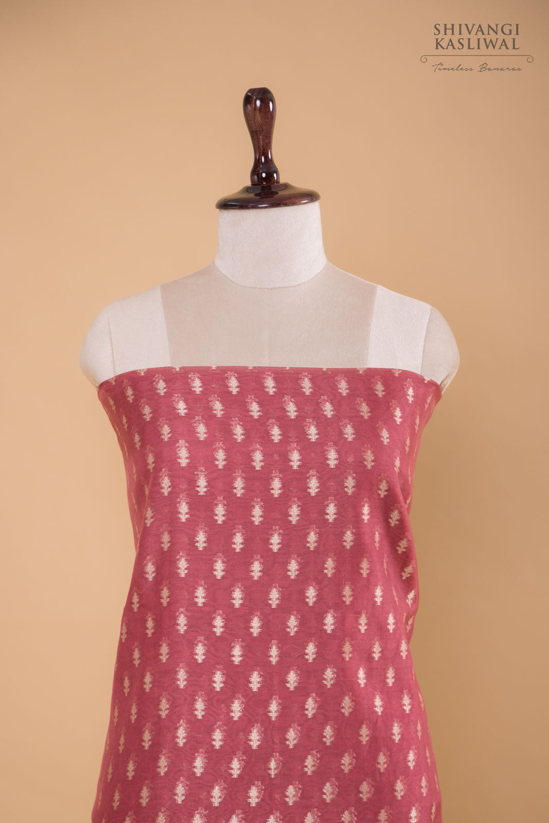 Onion Pink Handwoven Banarasi Chanderi Suit Piece