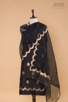 Black Handwoven Banarasi Chiniya Silk Suit Piece