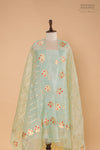 Mint Blue Handwoven Banarasi Chiniya Silk Suit Piece