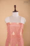 Peach Handwoven Banarasi Tissue Silk Suit Piece