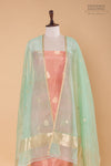 Peach Handwoven Banarasi Tissue Silk Suit Piece