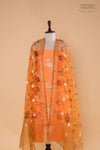 Orange Handwoven Banarasi Chiniya Silk Suit Piece