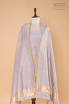 Grey Handwoven Banarasi Silk Suit Piece