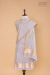 Grey Handwoven Banarasi Silk Suit Piece