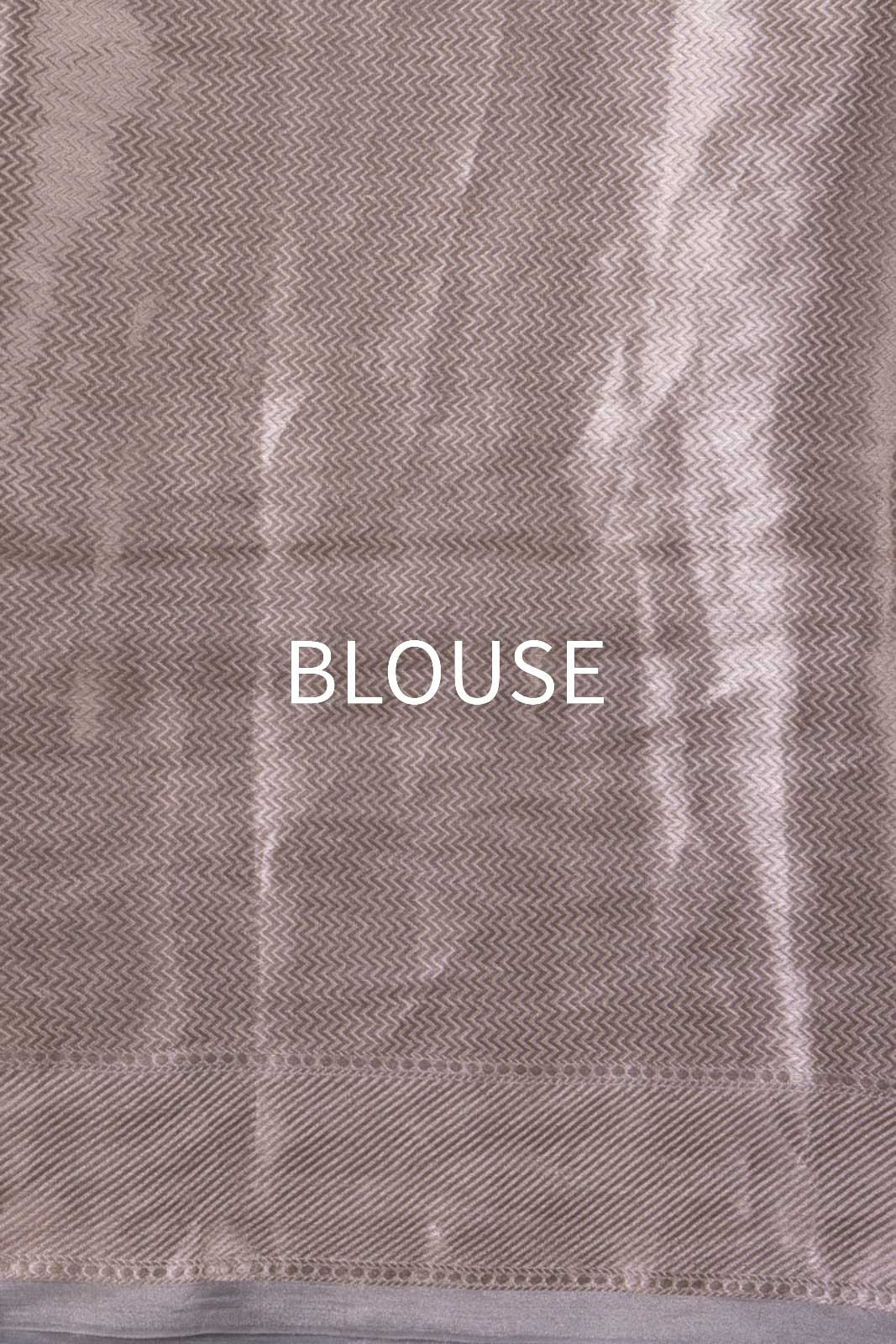 Grey Handwoven Banarasi Tissue Silk Saree