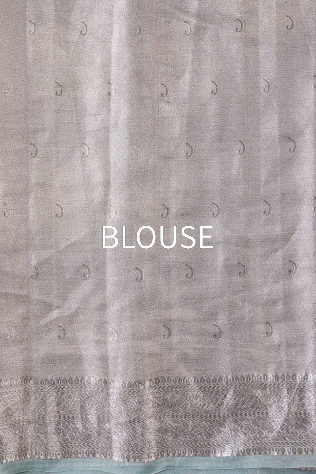 Mint Blue Handwoven Banarasi Tissue Silk Saree