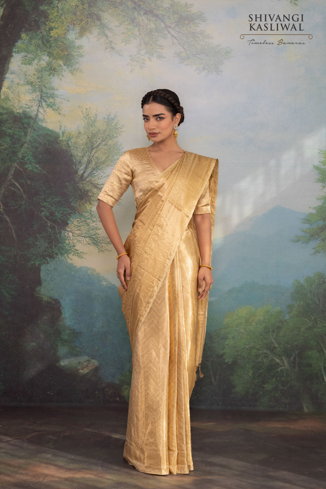 Gold Handwoven Banarasi Silk Saree