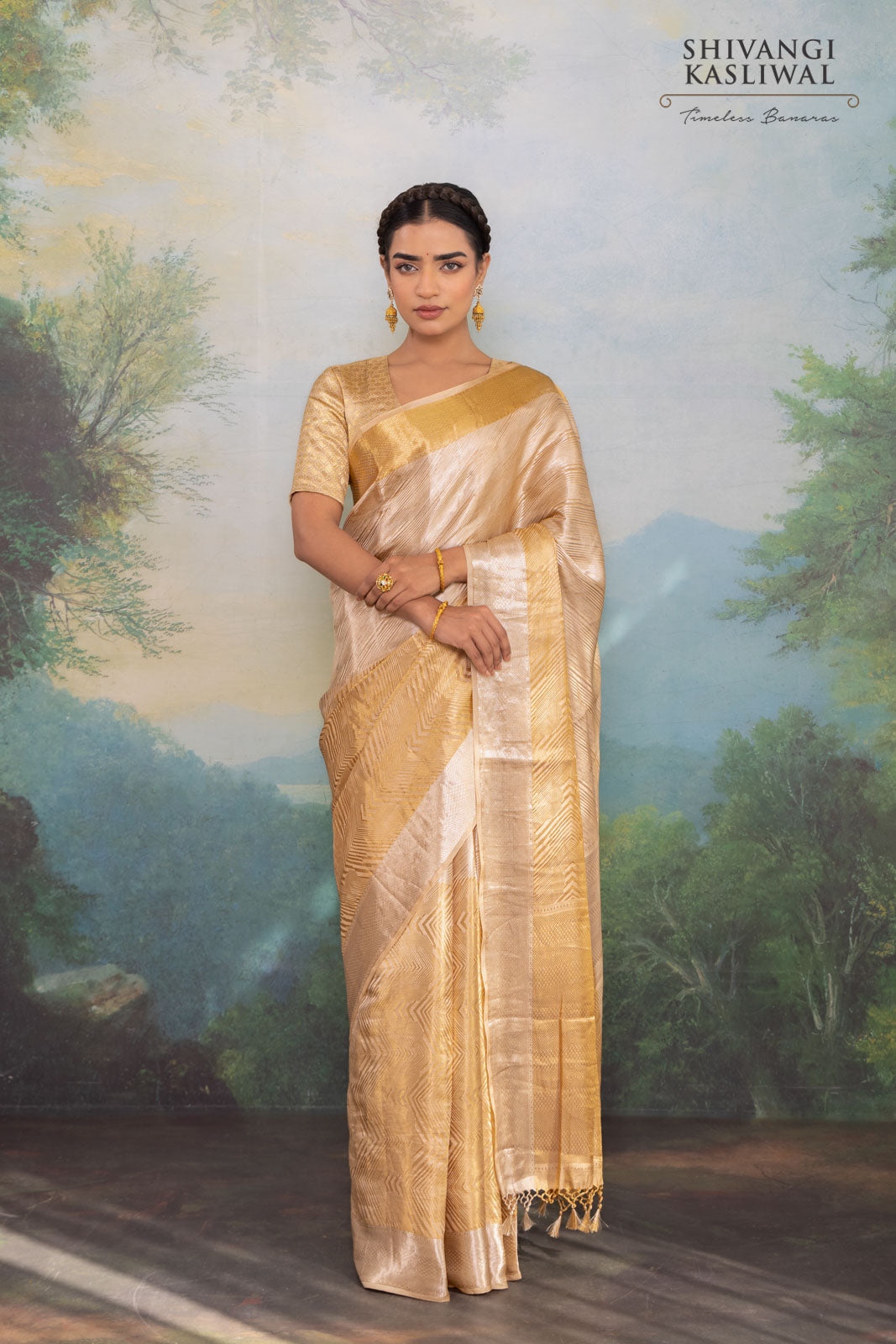 Beige Handwoven Banarasi Silk Saree