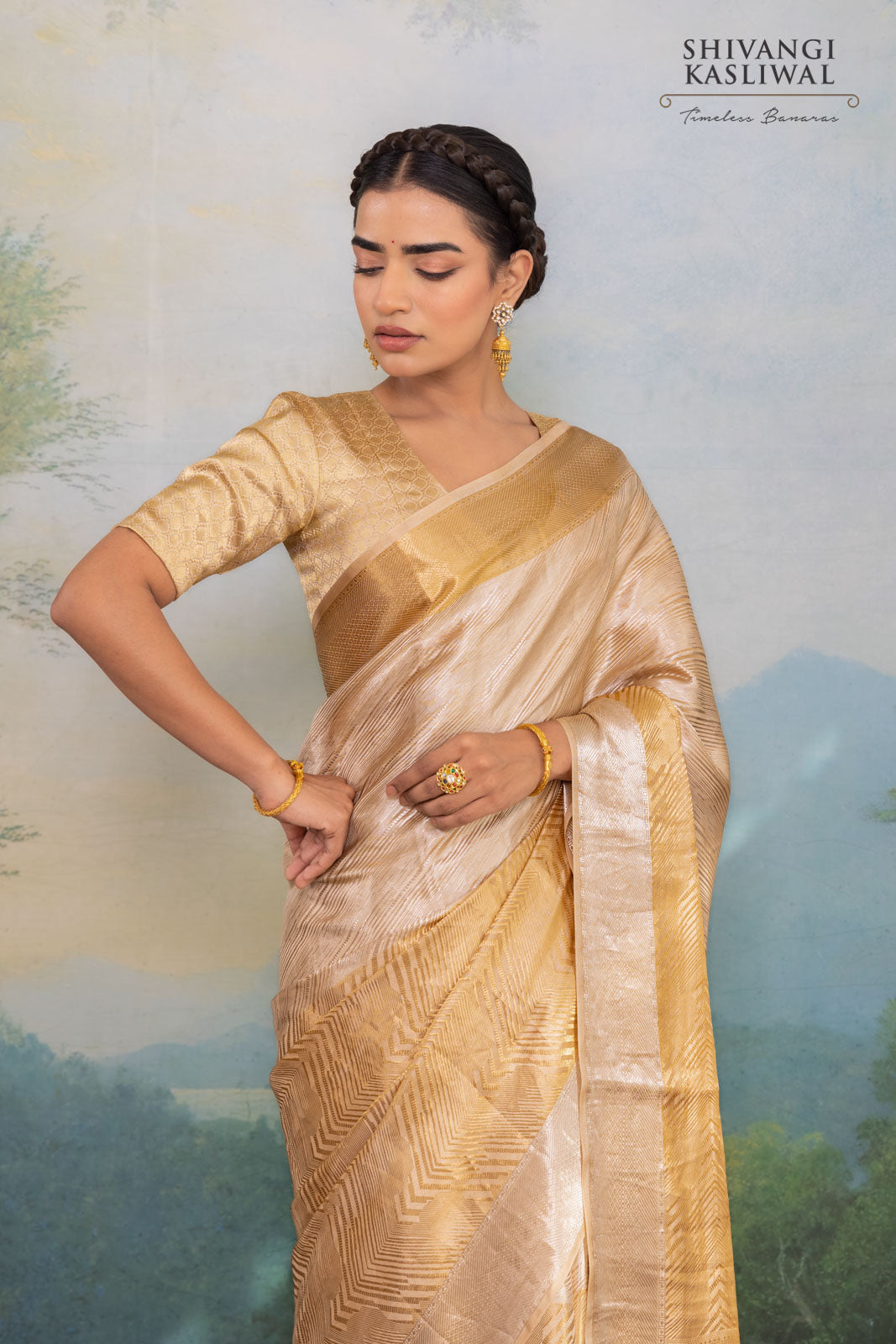 Beige Handwoven Banarasi Silk Saree