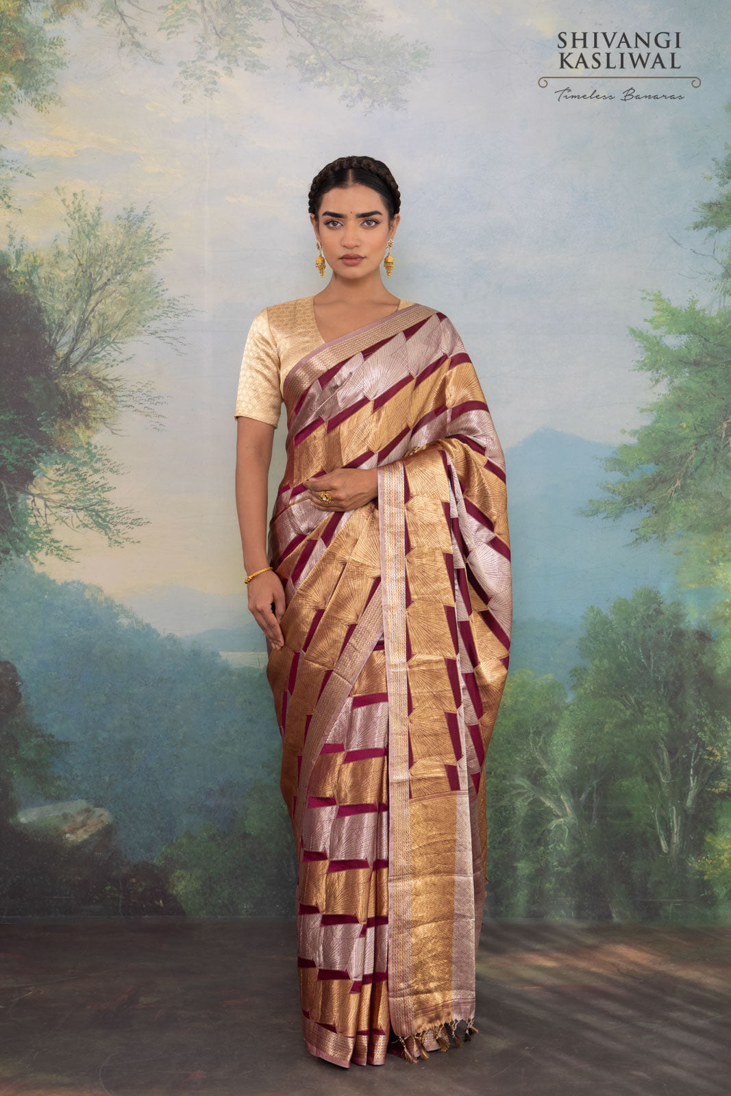 Wine Handwoven Banarasi Silk Saree