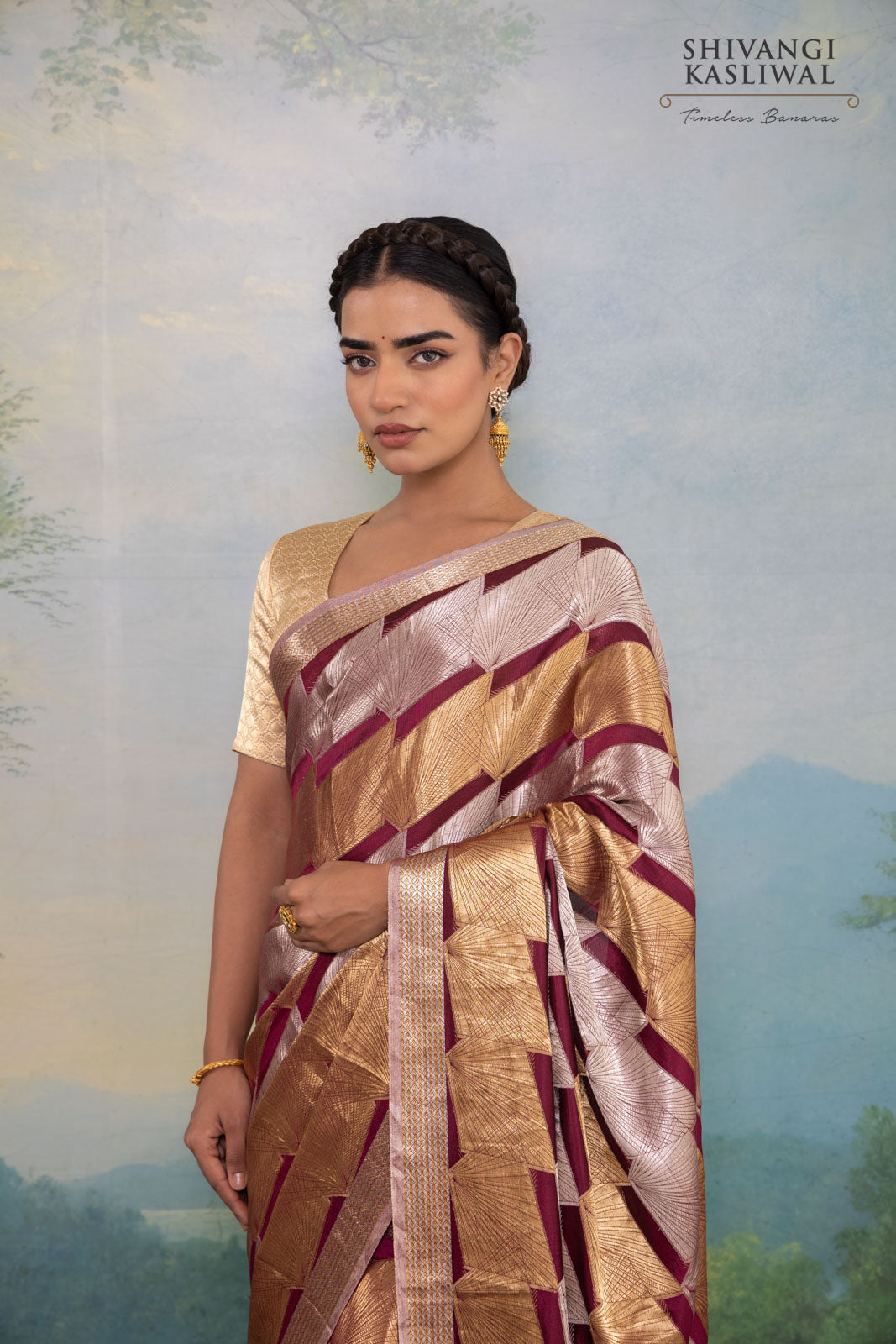 Wine Handwoven Banarasi Silk Saree
