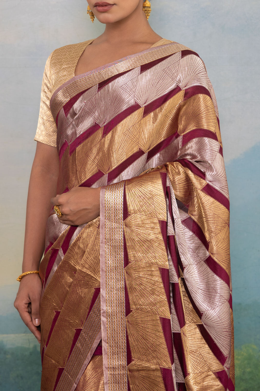 Wine Handwoven Banarasi Silk Saree