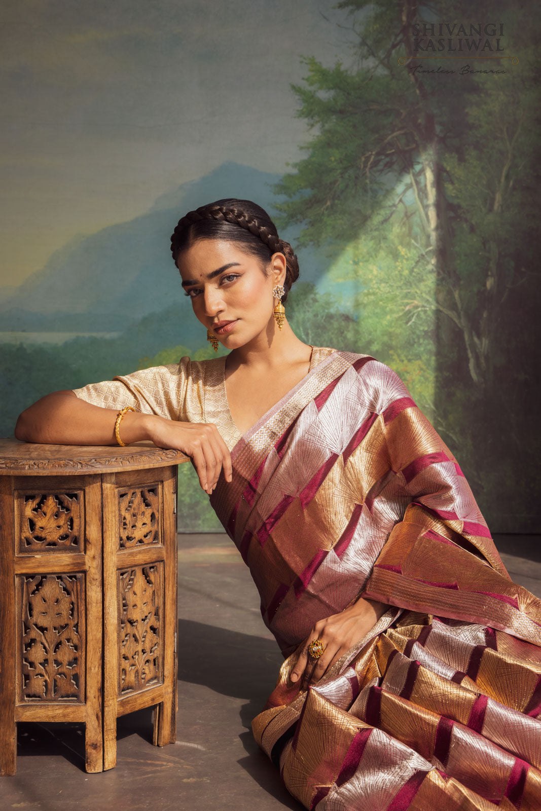 Wine Handwoven Banarasi Silk Saree