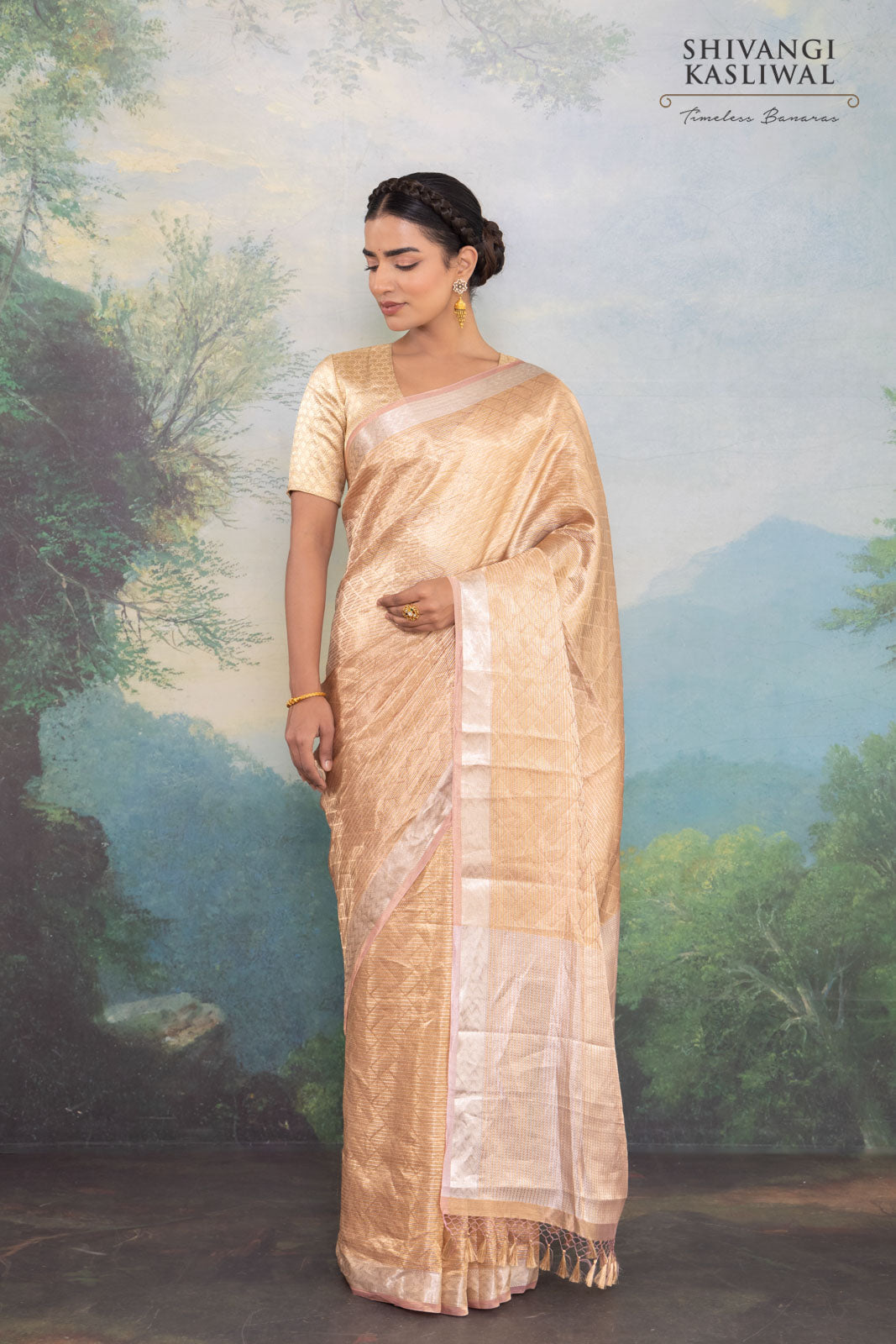 Pink Handwoven Banarasi Tissue Silk Saree