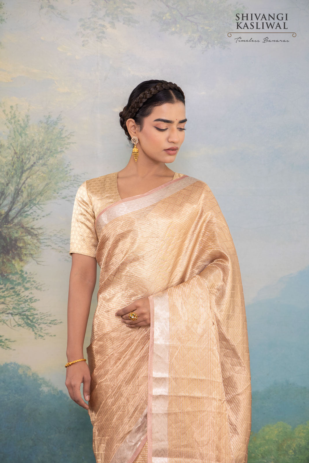 Pink Handwoven Banarasi Tissue Silk Saree