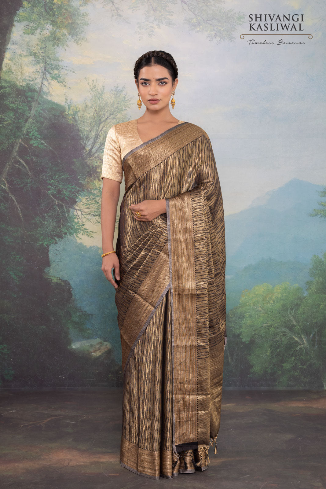 Black Handwoven Banarasi Silk Saree