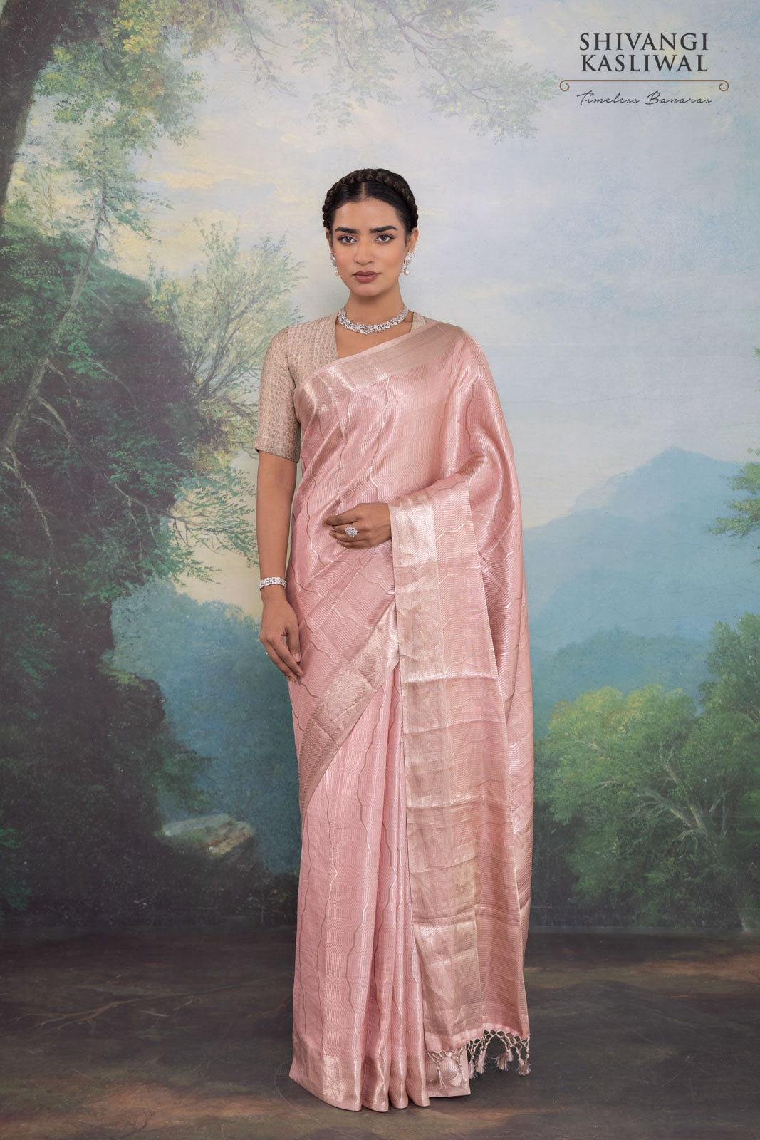 Baby Pink Handwoven Banarasi Silk Saree