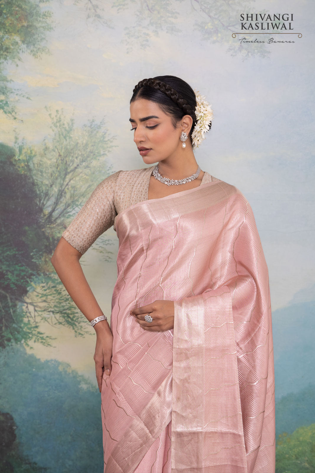Baby Pink Handwoven Banarasi Silk Saree