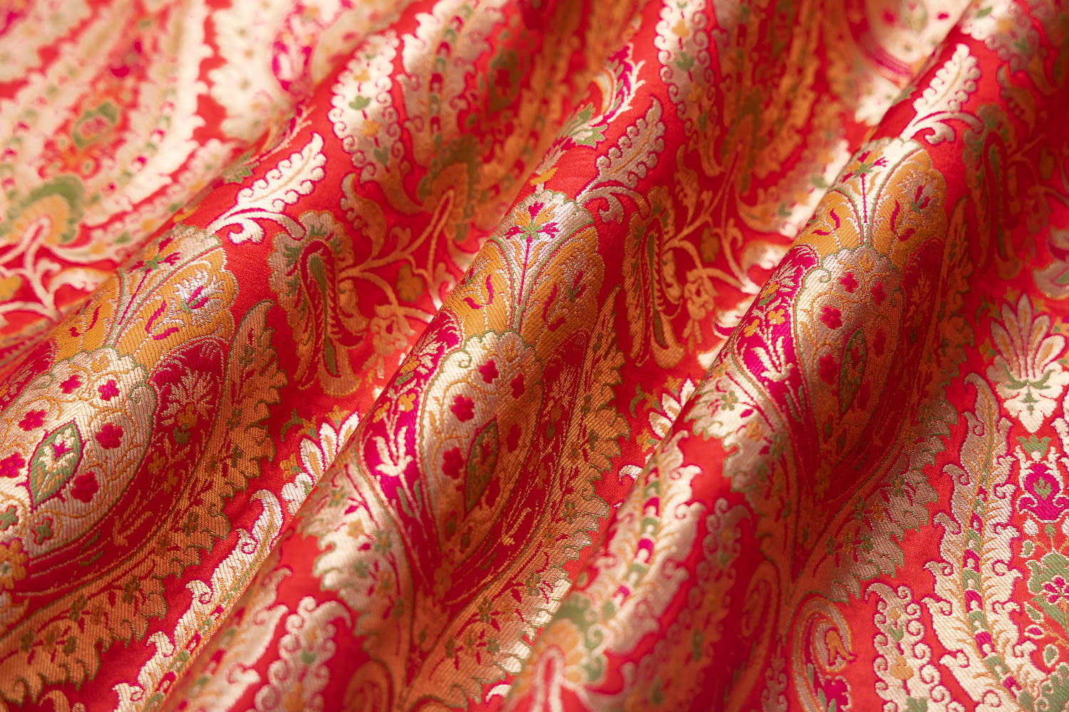 Red Handwoven Banarasi Brocade Fabric