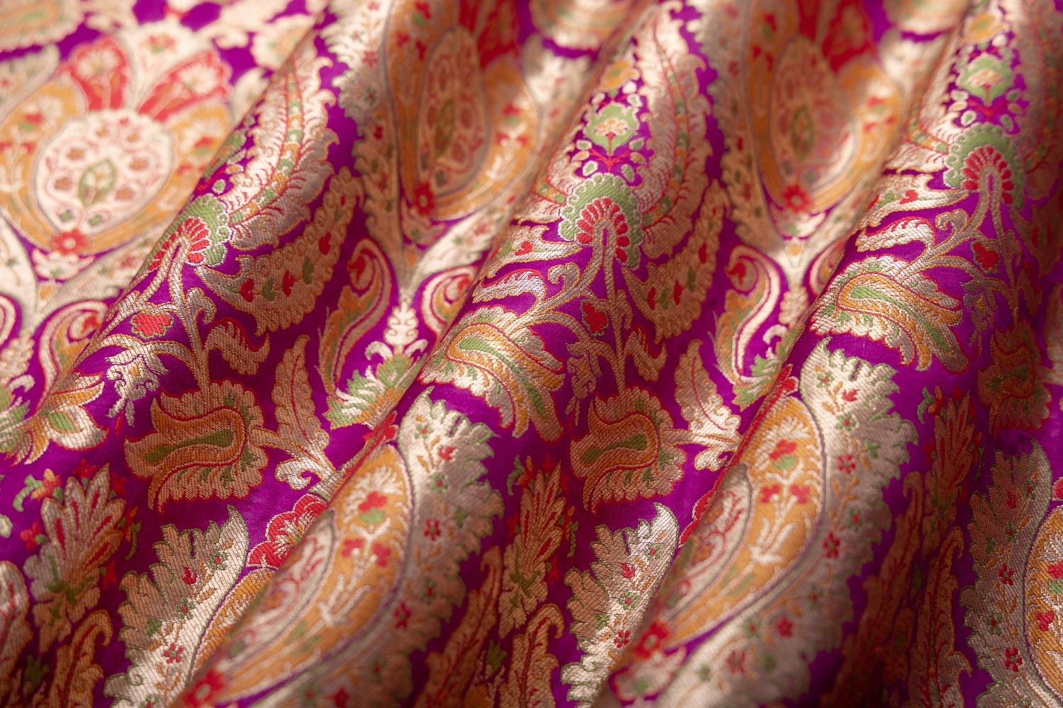 Magenta Pink Handwoven Banarasi Brocade Fabric