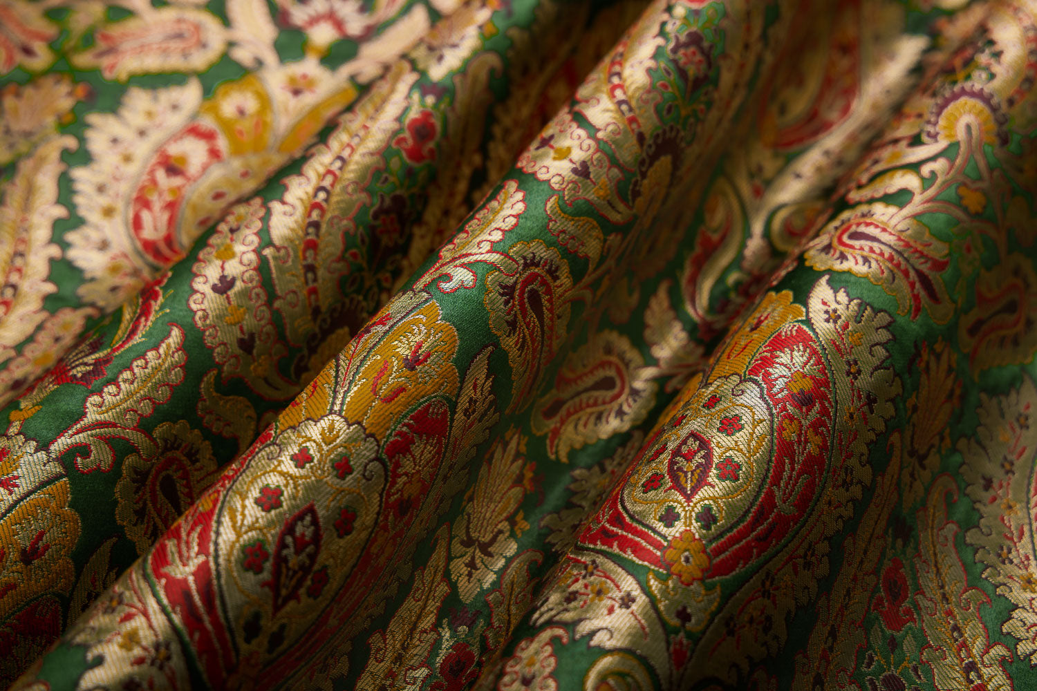 Bottle Green Handwoven Banarasi Brocade Fabric