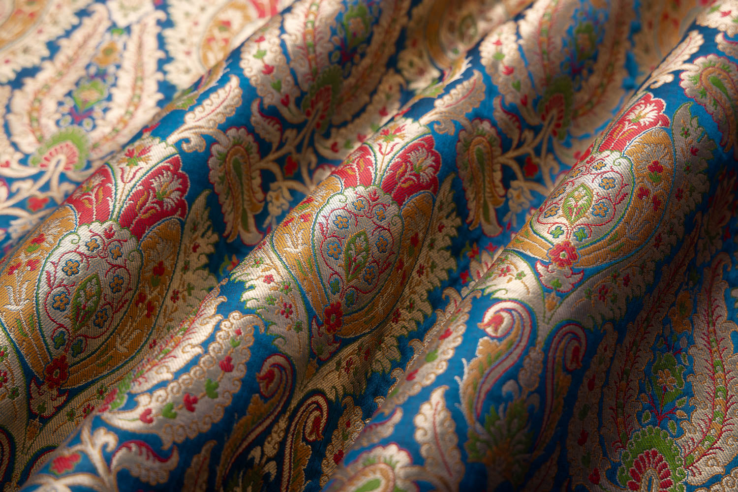Blue Handwoven Banarasi Brocade Fabric