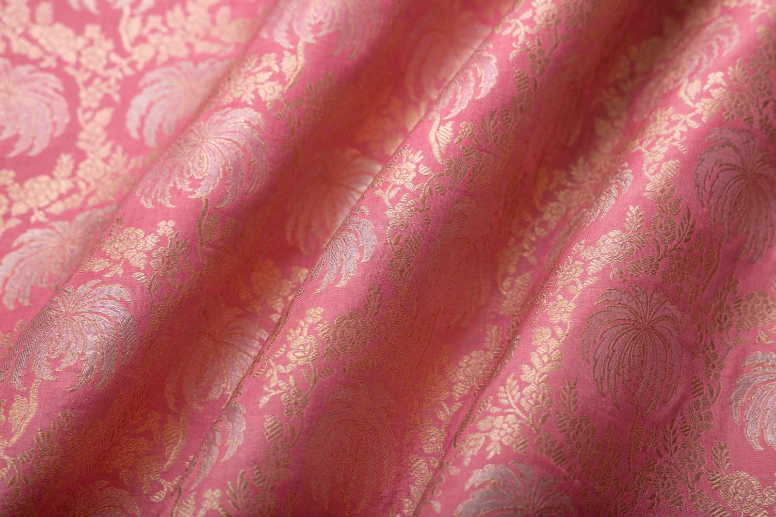 Baby Pink Handwoven Banarasi Silk Fabric