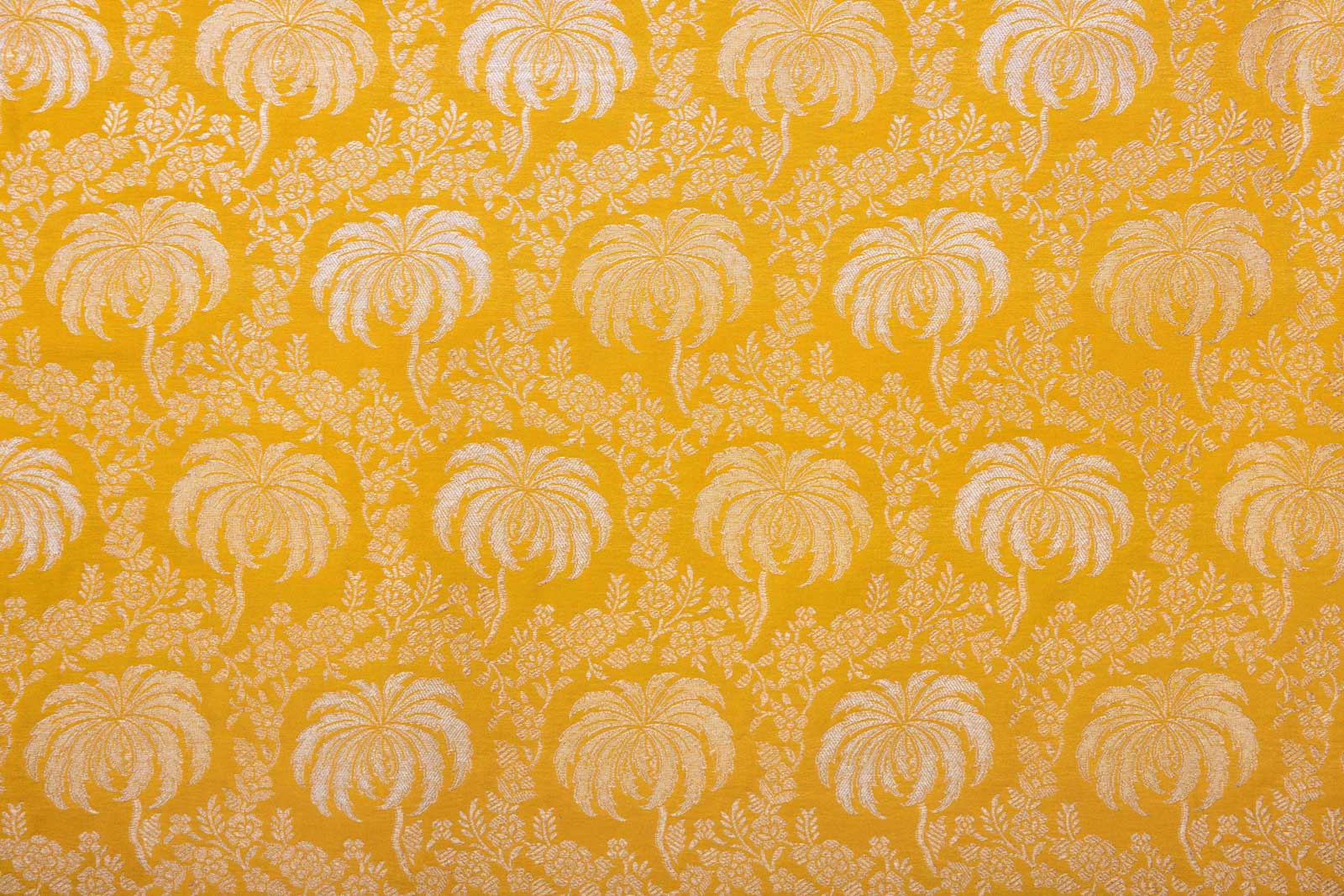 Yellow Handwoven Banarasi Silk Fabric