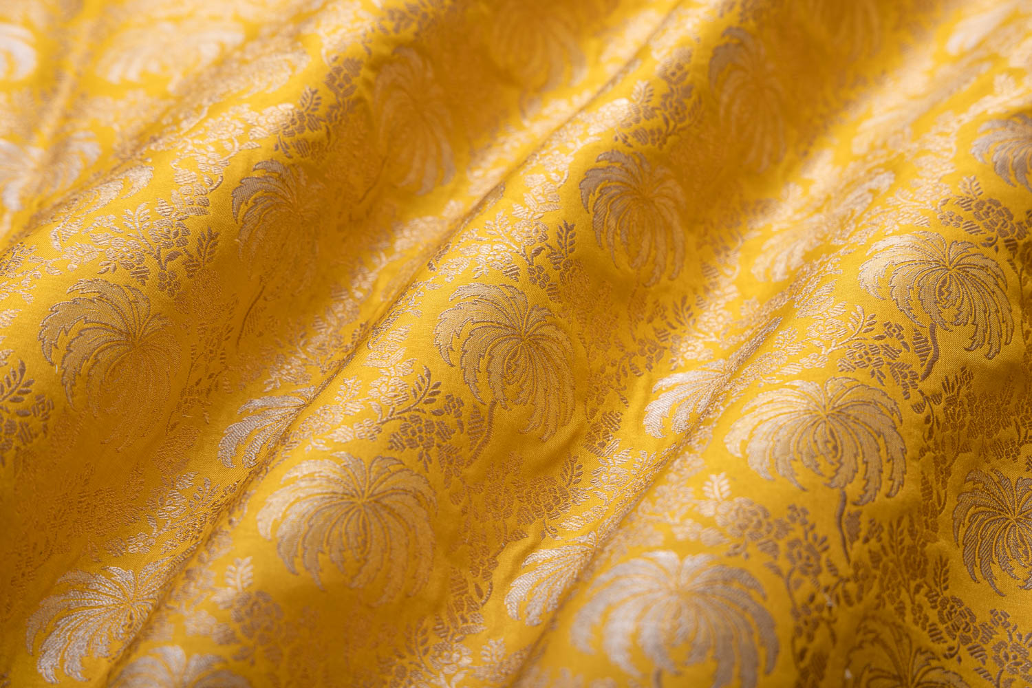 Yellow Handwoven Banarasi Silk Fabric