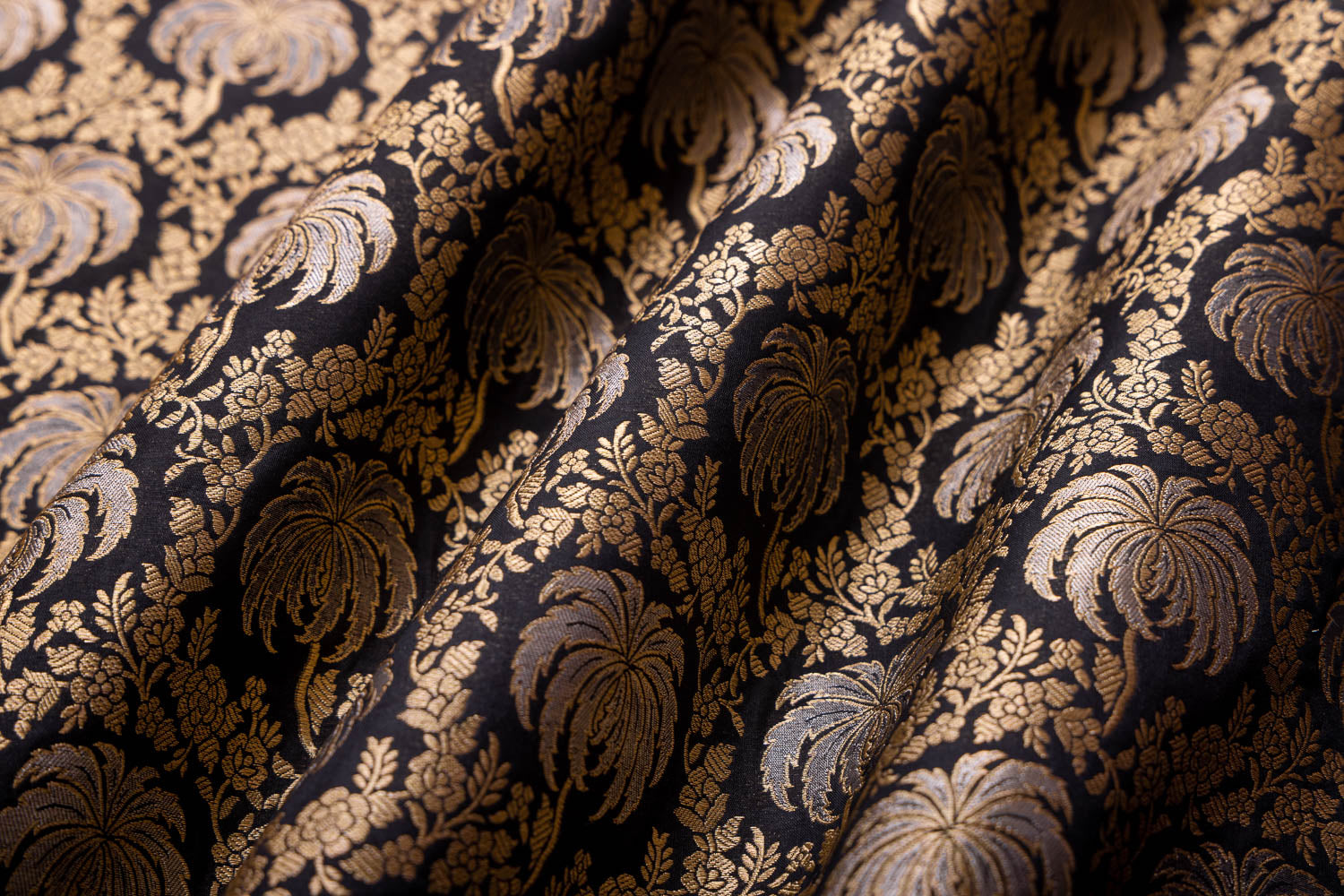 Black Handwoven Banarasi Silk Fabric