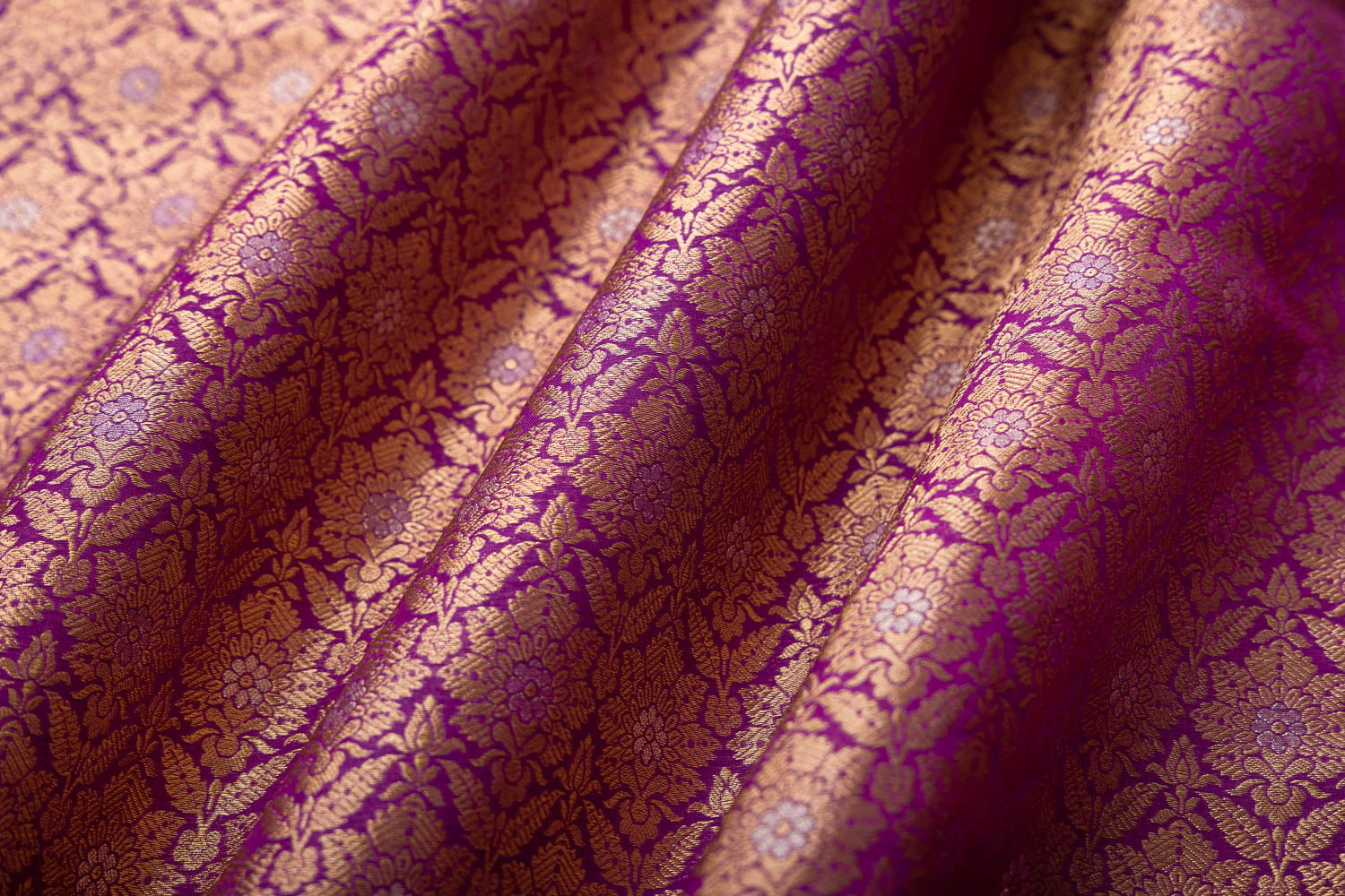 Magenta Pink Handwoven Banarasi Brocade Fabric