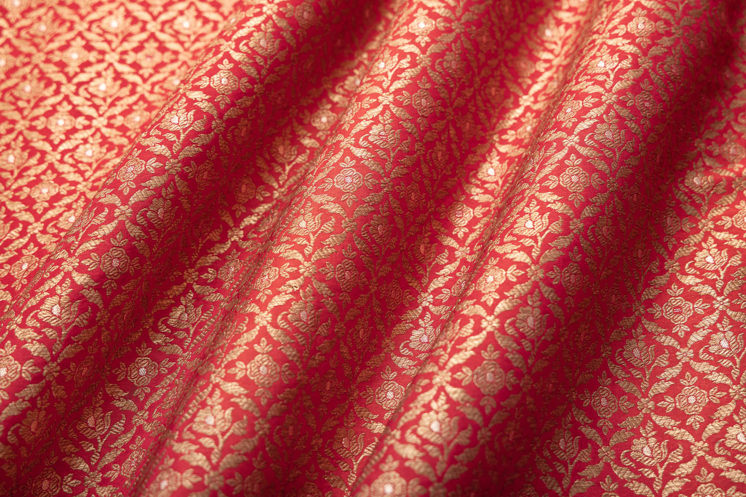 Red Handwoven Banarasi Brocade Fabric