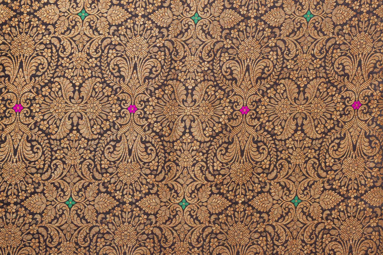 Black Handwoven Banarasi Brocade Fabric