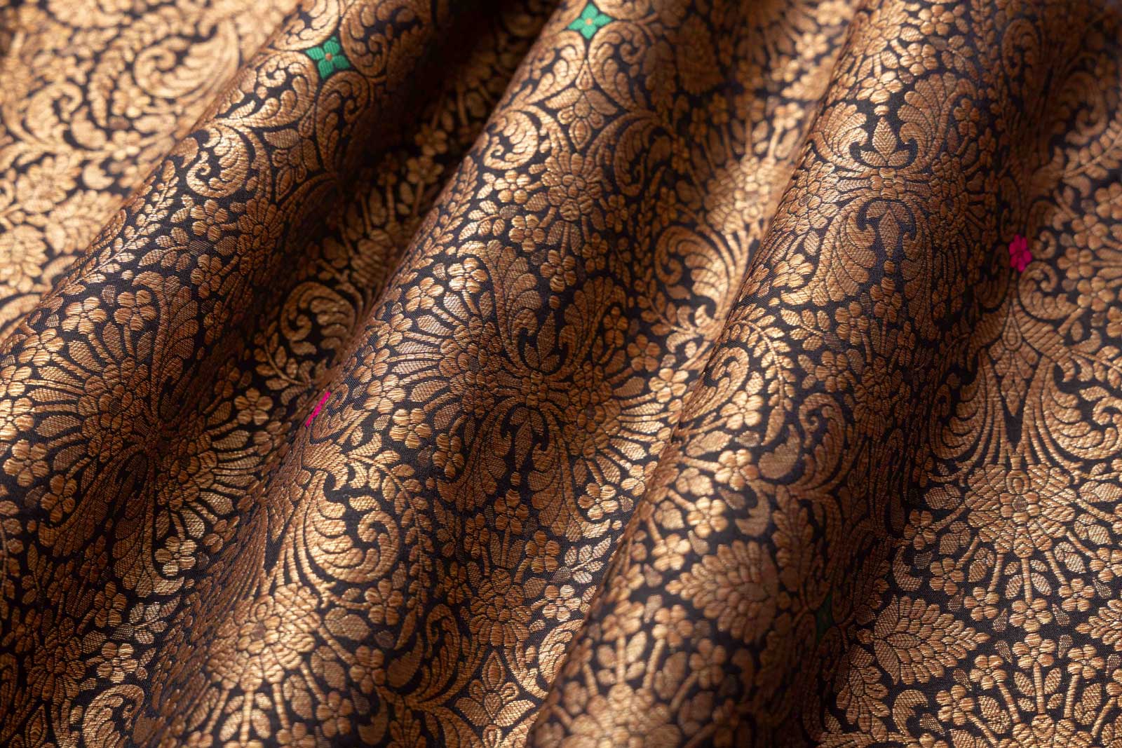 Black Handwoven Banarasi Brocade Fabric