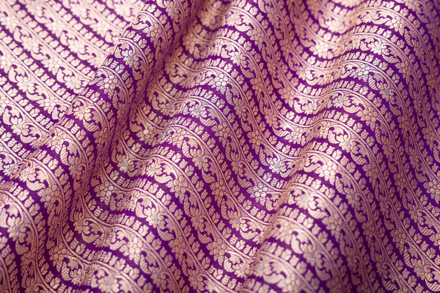 Purple Handwoven Banarasi Brocade Fabric