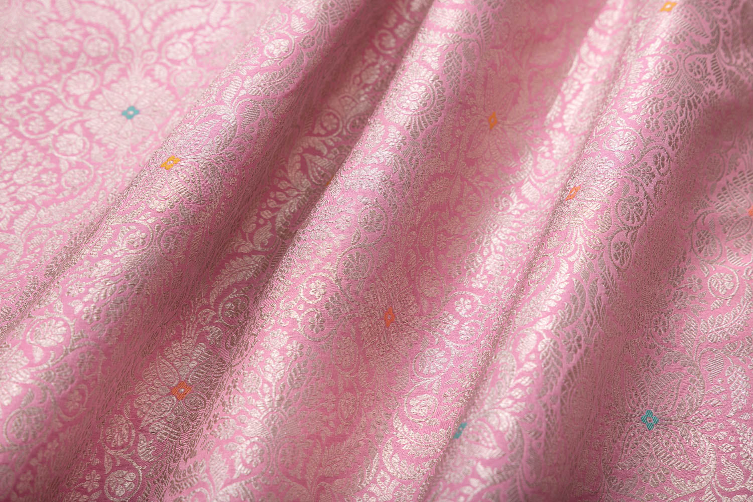 Baby Pink Handwoven Banarasi Brocade Fabric