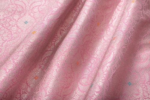 Baby Pink Handwoven Banarasi Brocade Fabric