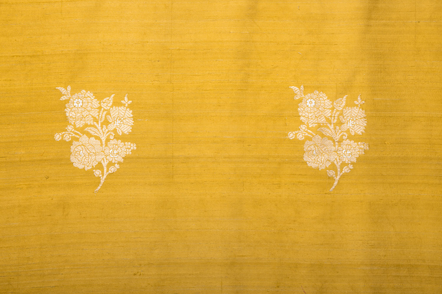 Greenish Yellow Handwoven Banarasi Raw Silk Fabric