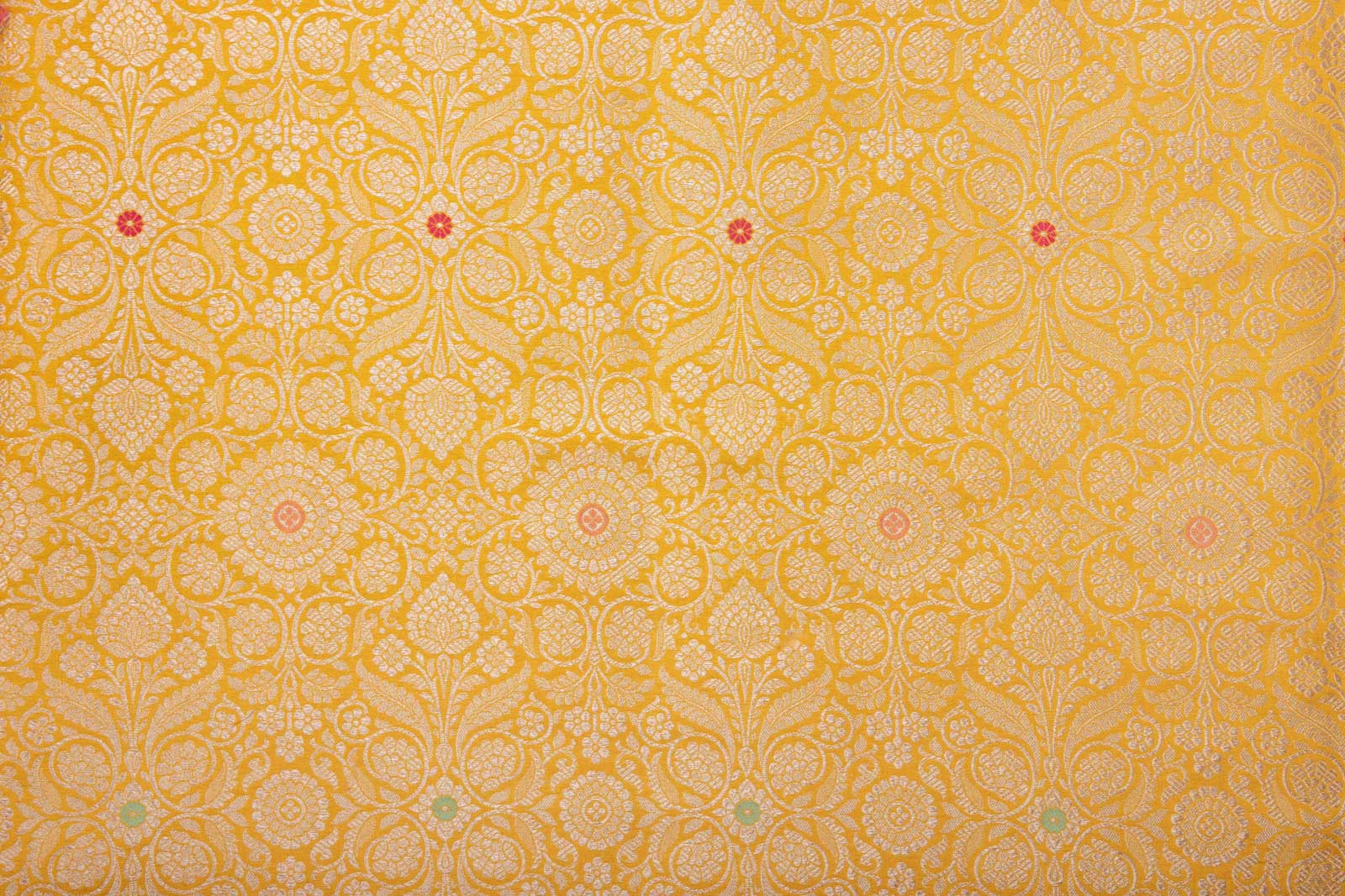 Yellow Handwoven Banarasi Brocade Fabric