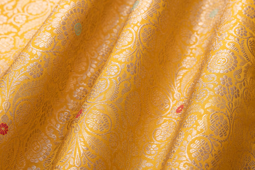 Yellow Handwoven Banarasi Brocade Fabric