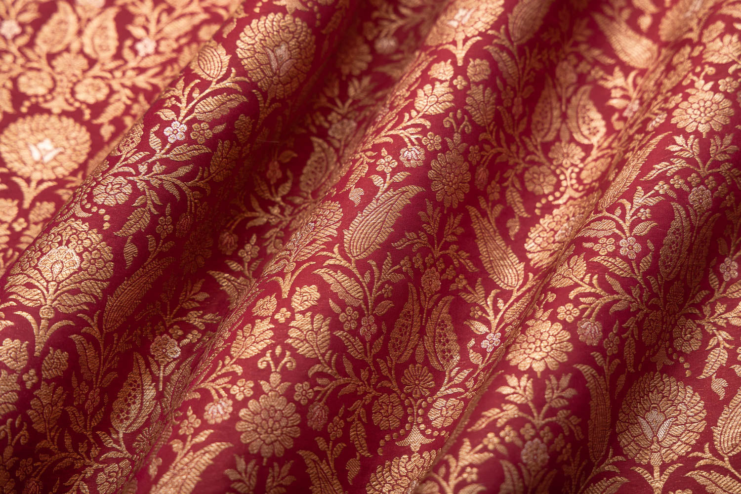 Maroon Handwoven Banarasi Brocade Fabric